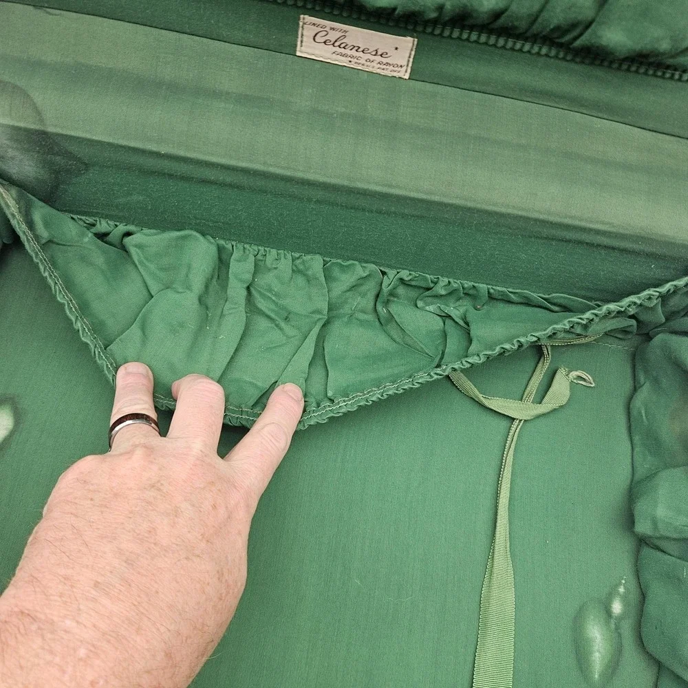 Vintage White Star Hard Shell Suitcase Luggage Green Celanese Lined Made USA 40s